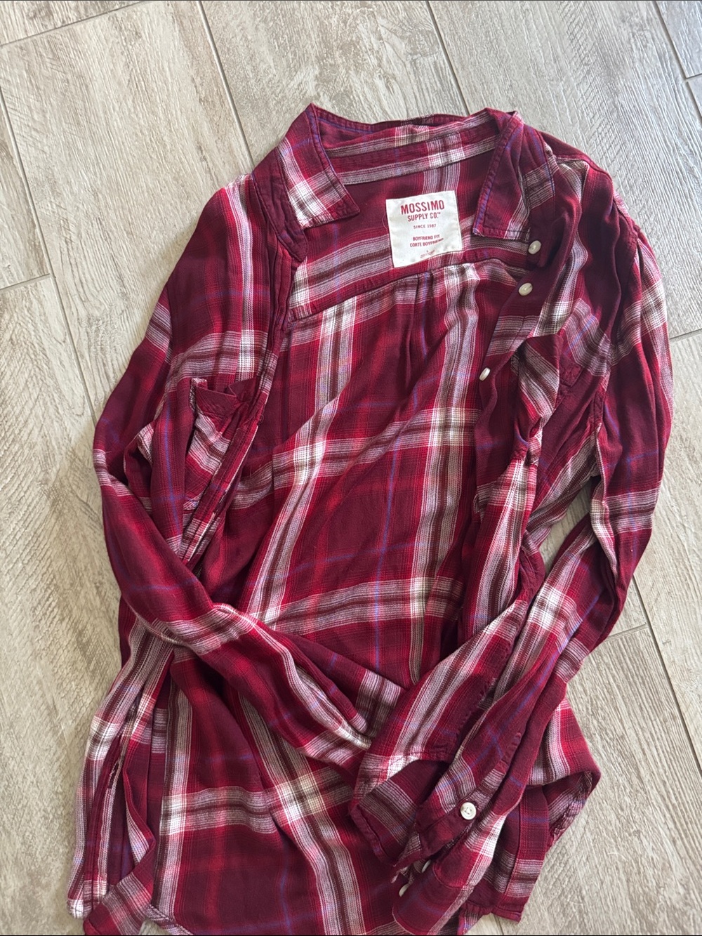 Mossimo Supply Co. Men's Burgundy Red Plaid Button-Down Shirt